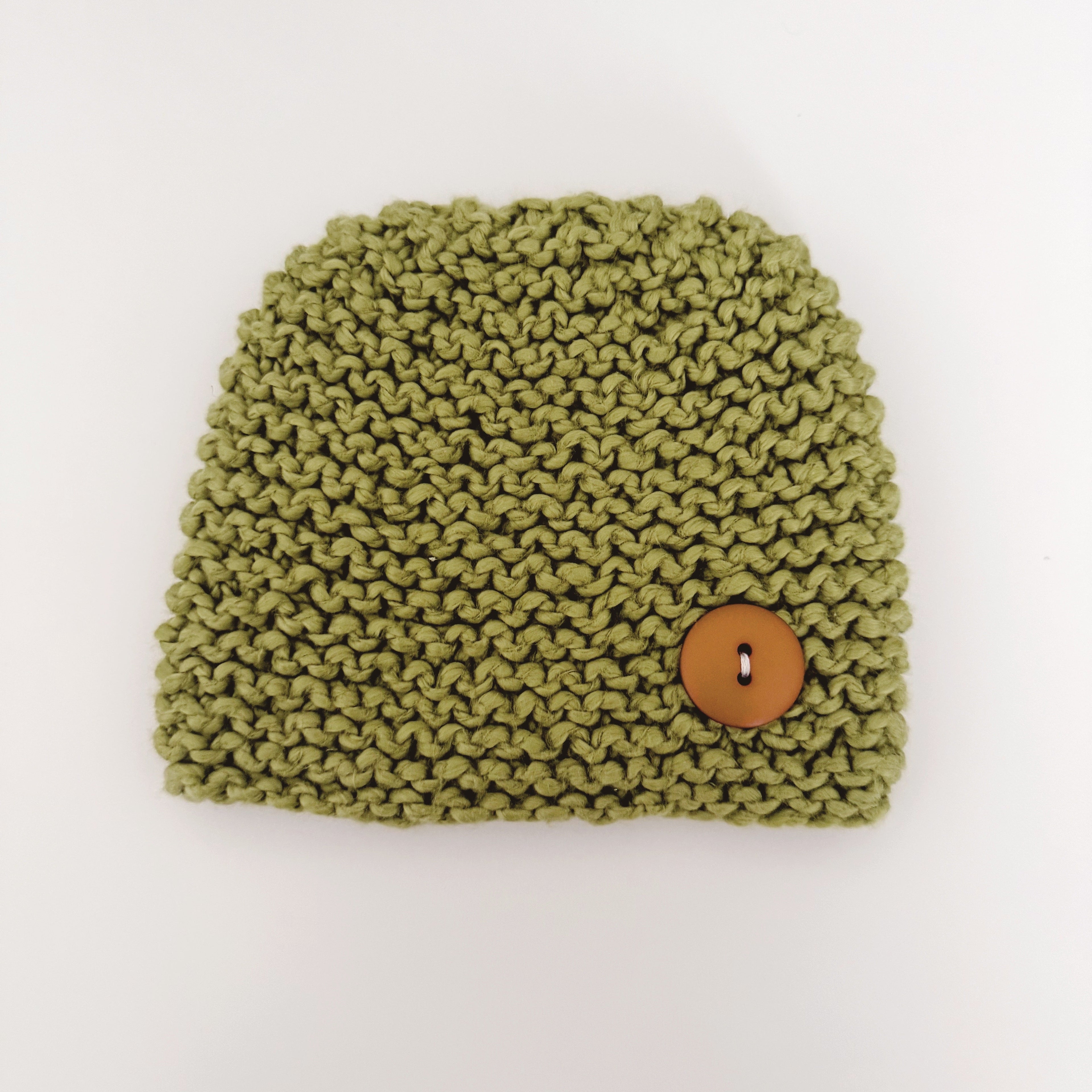 Green Beanie with Wooden Button