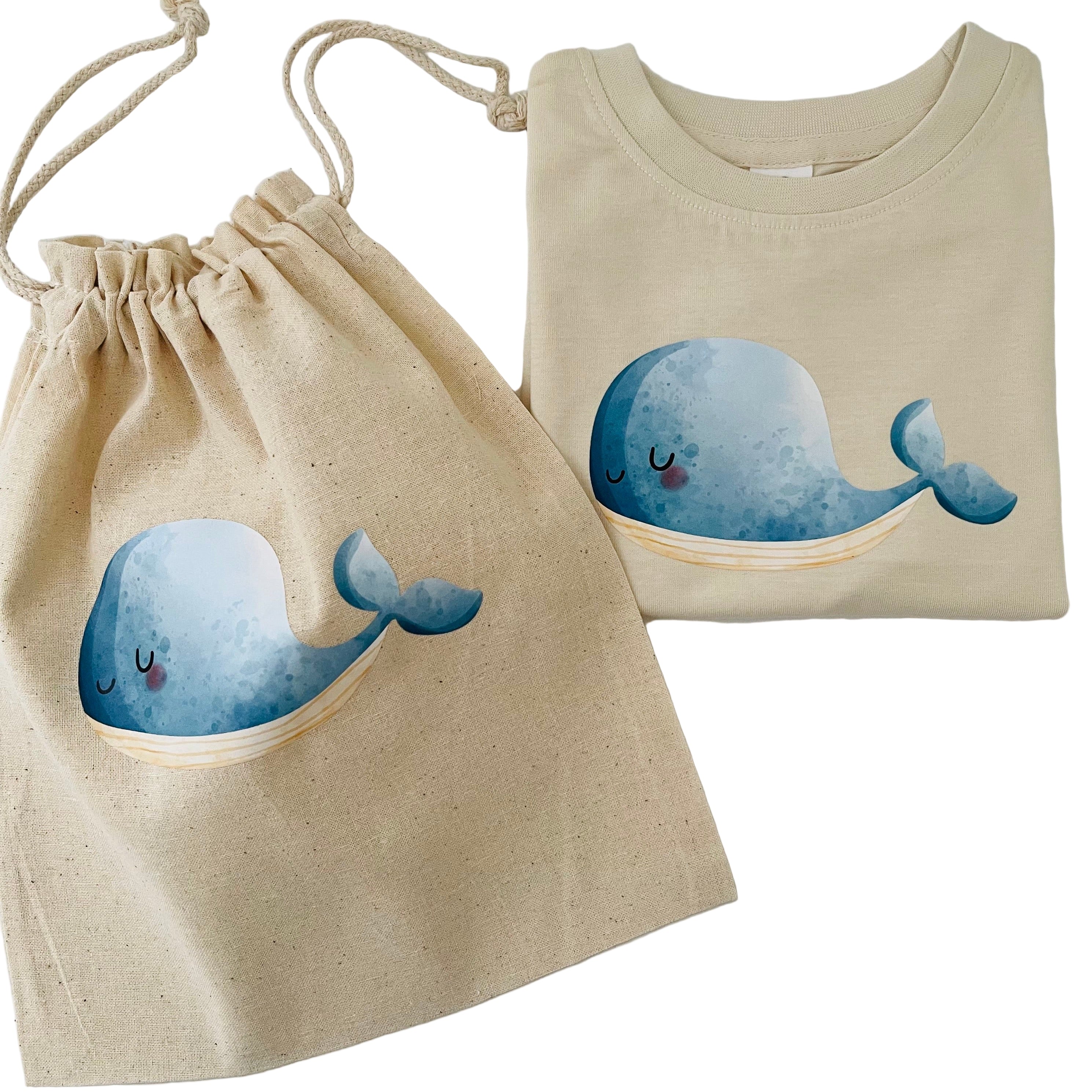 Short Sleeve T-Shirt With Whale Design In Organic Cotton