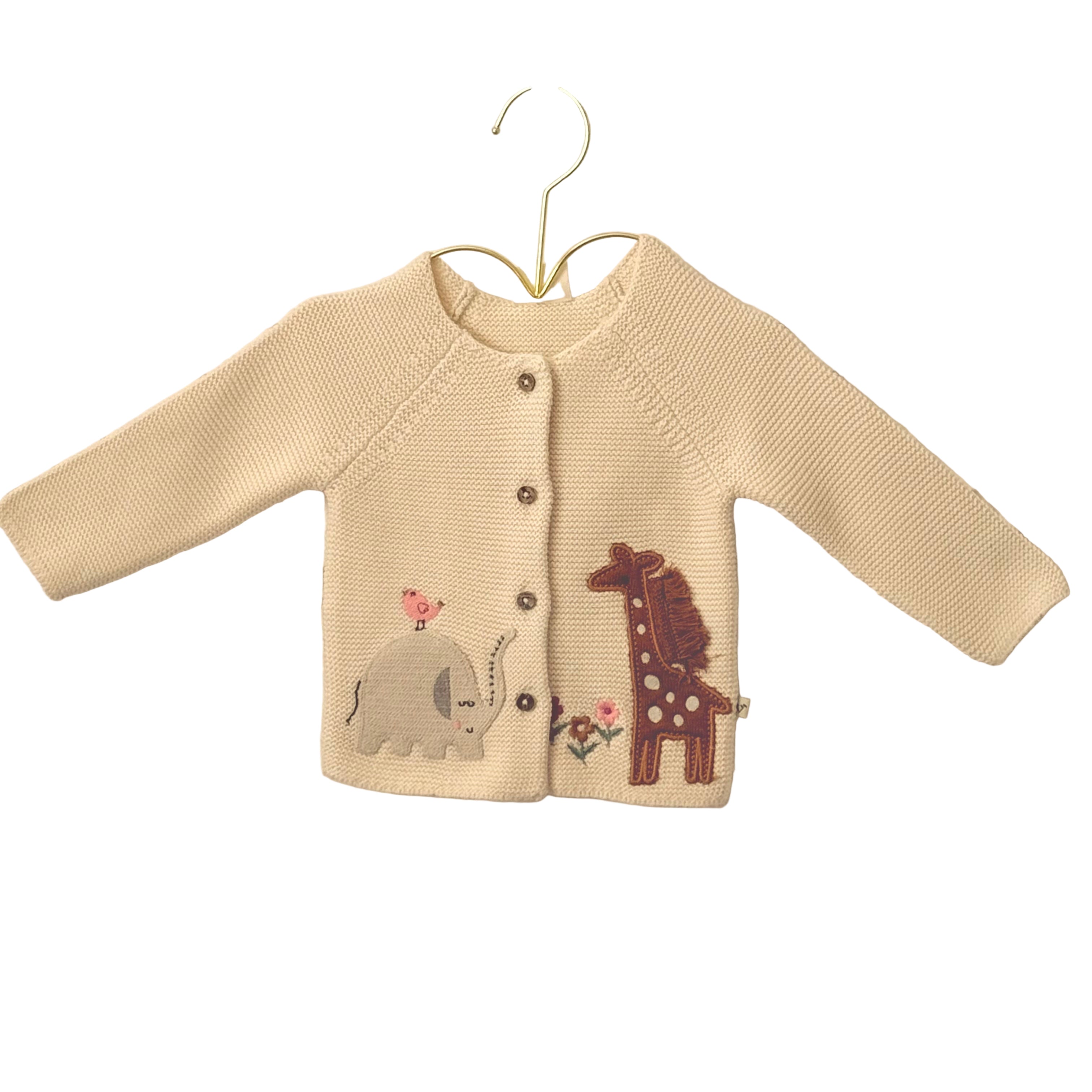 Cardigan With Animal Appliques In organic Cotton