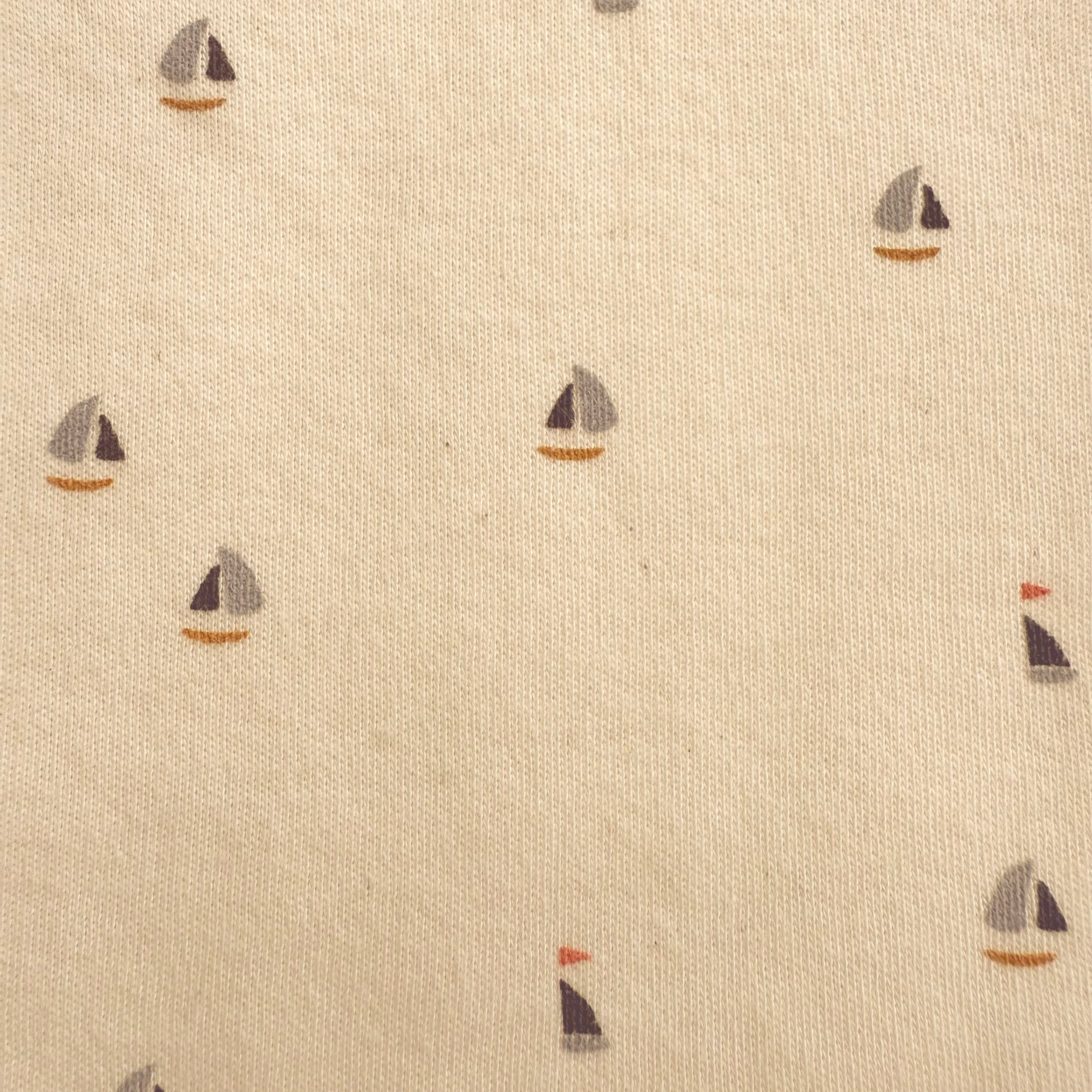 Sailboat Print Kimono Onesie Set In Organic Cotton