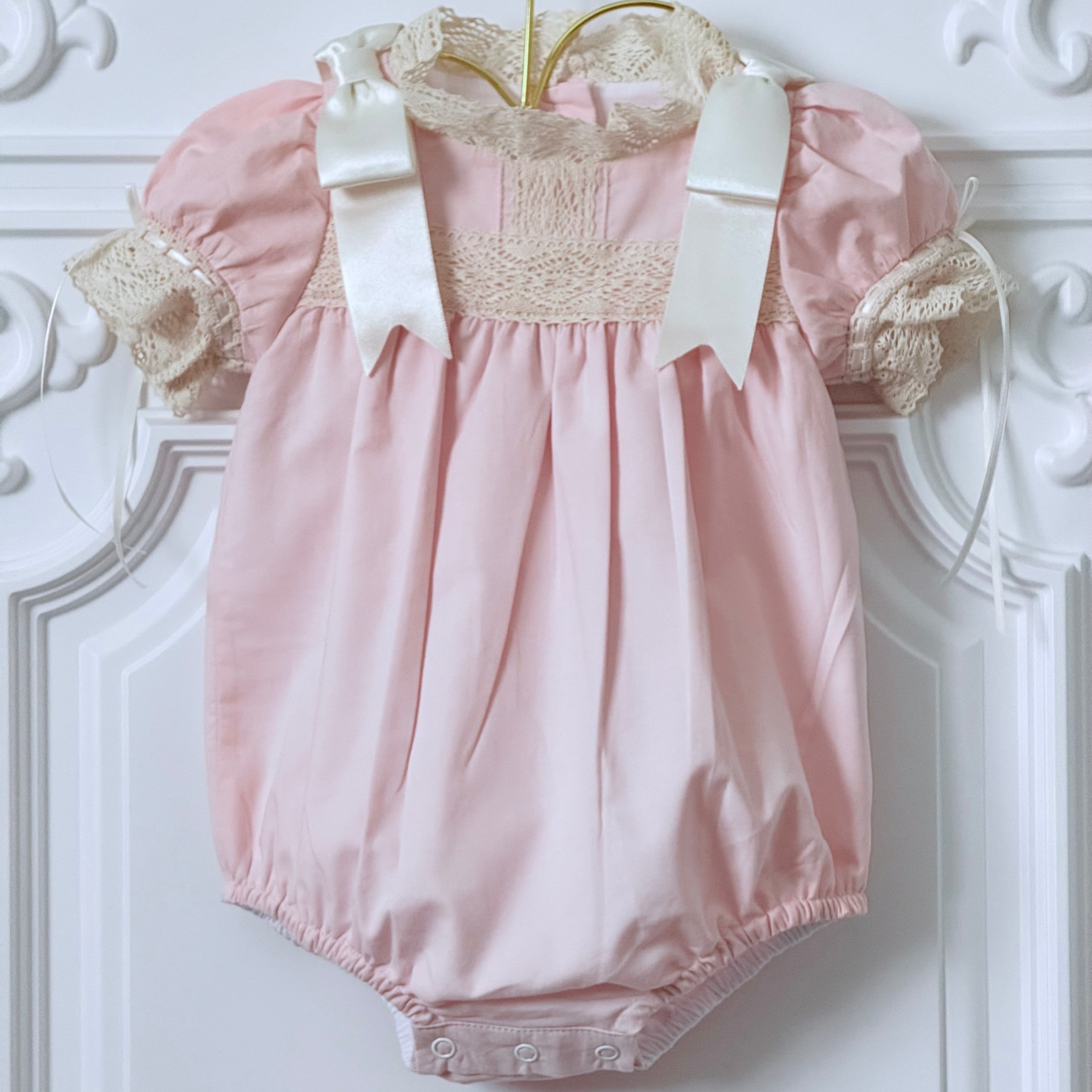 Pink Cotton Bubble With Lace and Ribbons