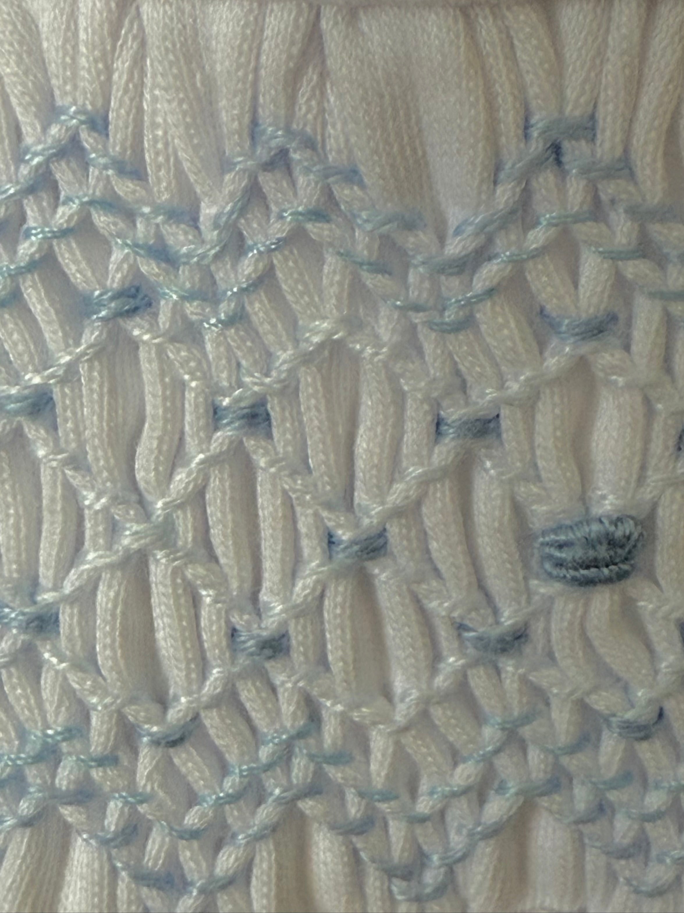 Blue and White Smocked Pant Set