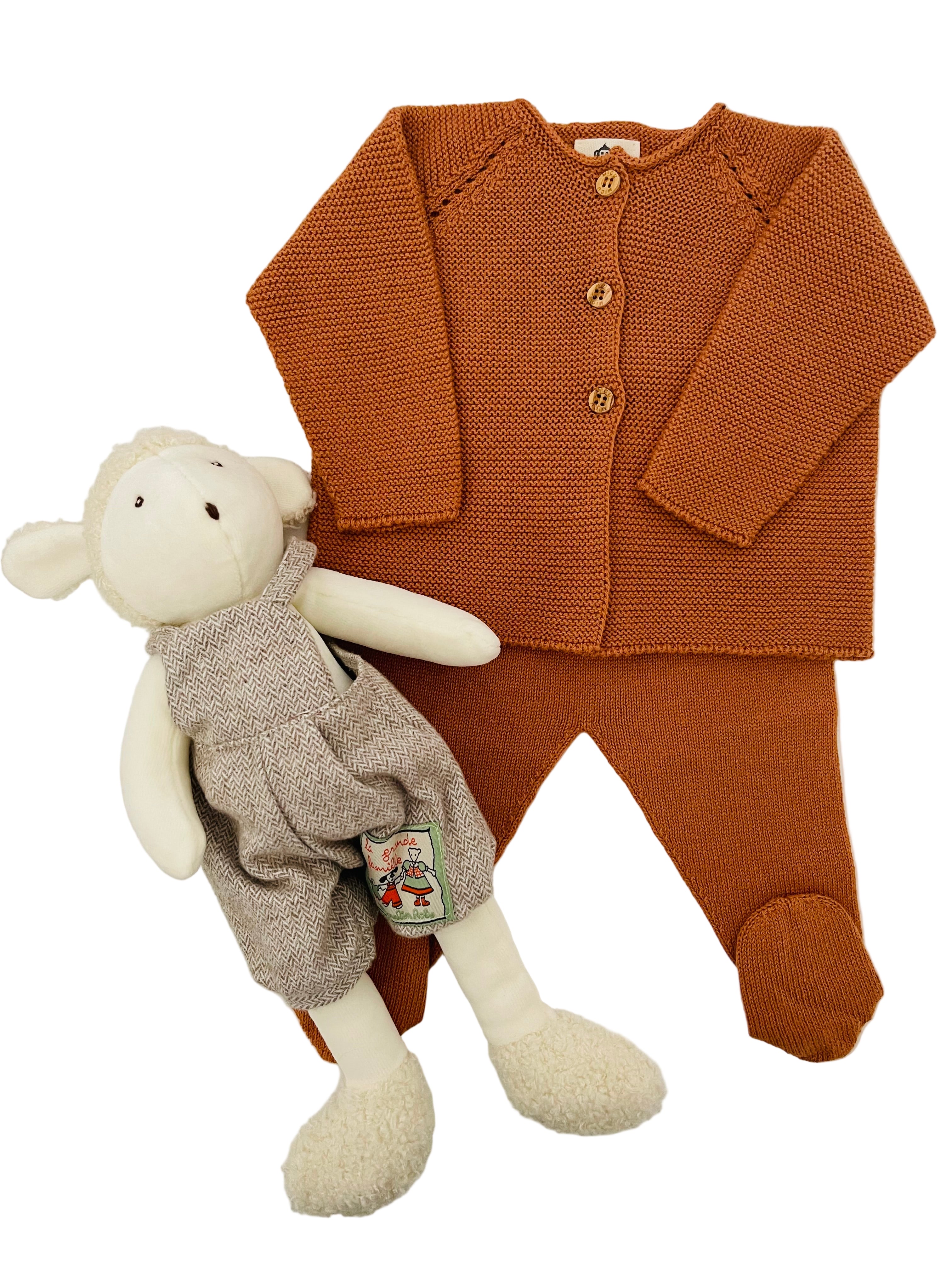 Rust Color Pant & Jacket Set In Organic Cotton