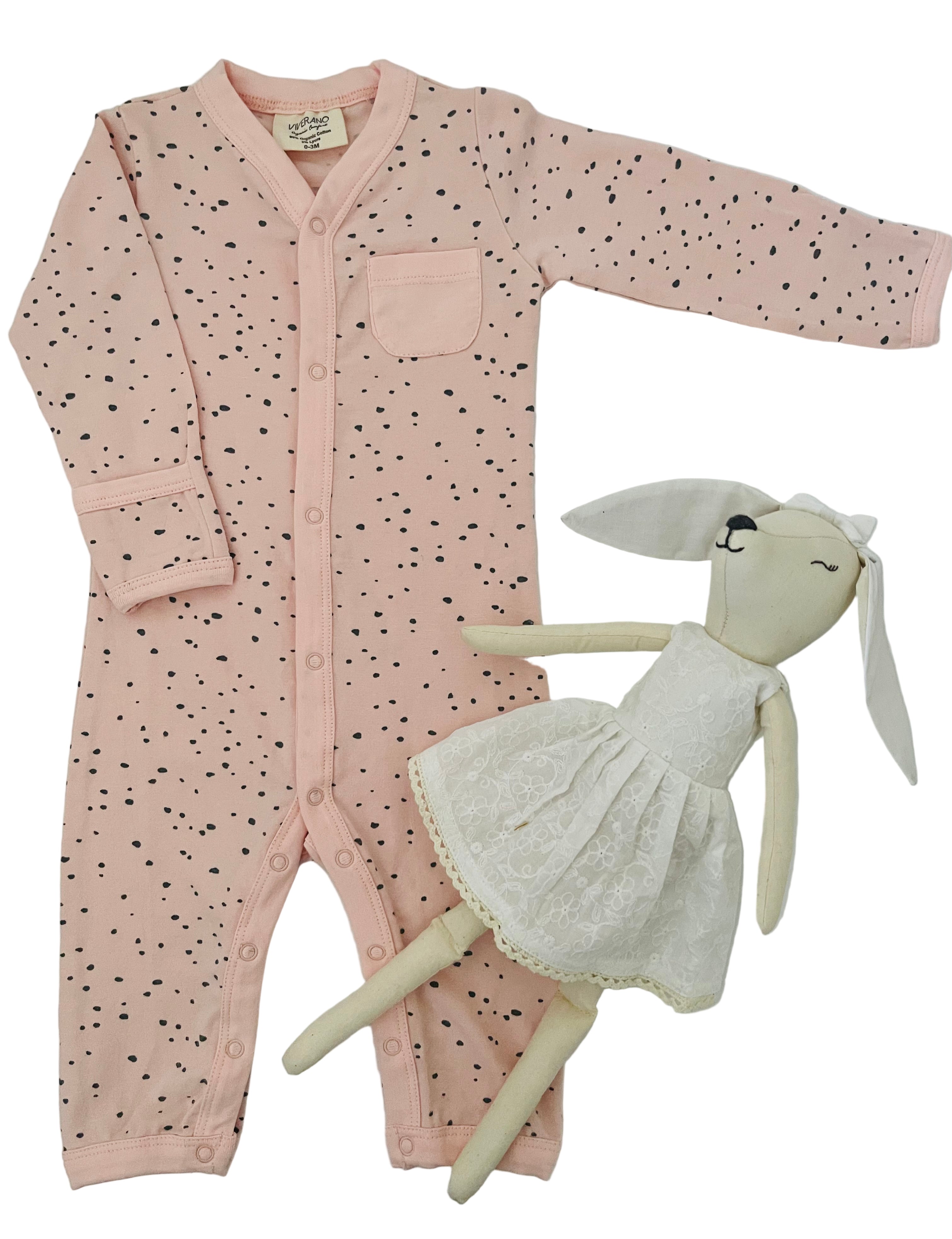 Blush Pebble Design Romper In Organic Cotton