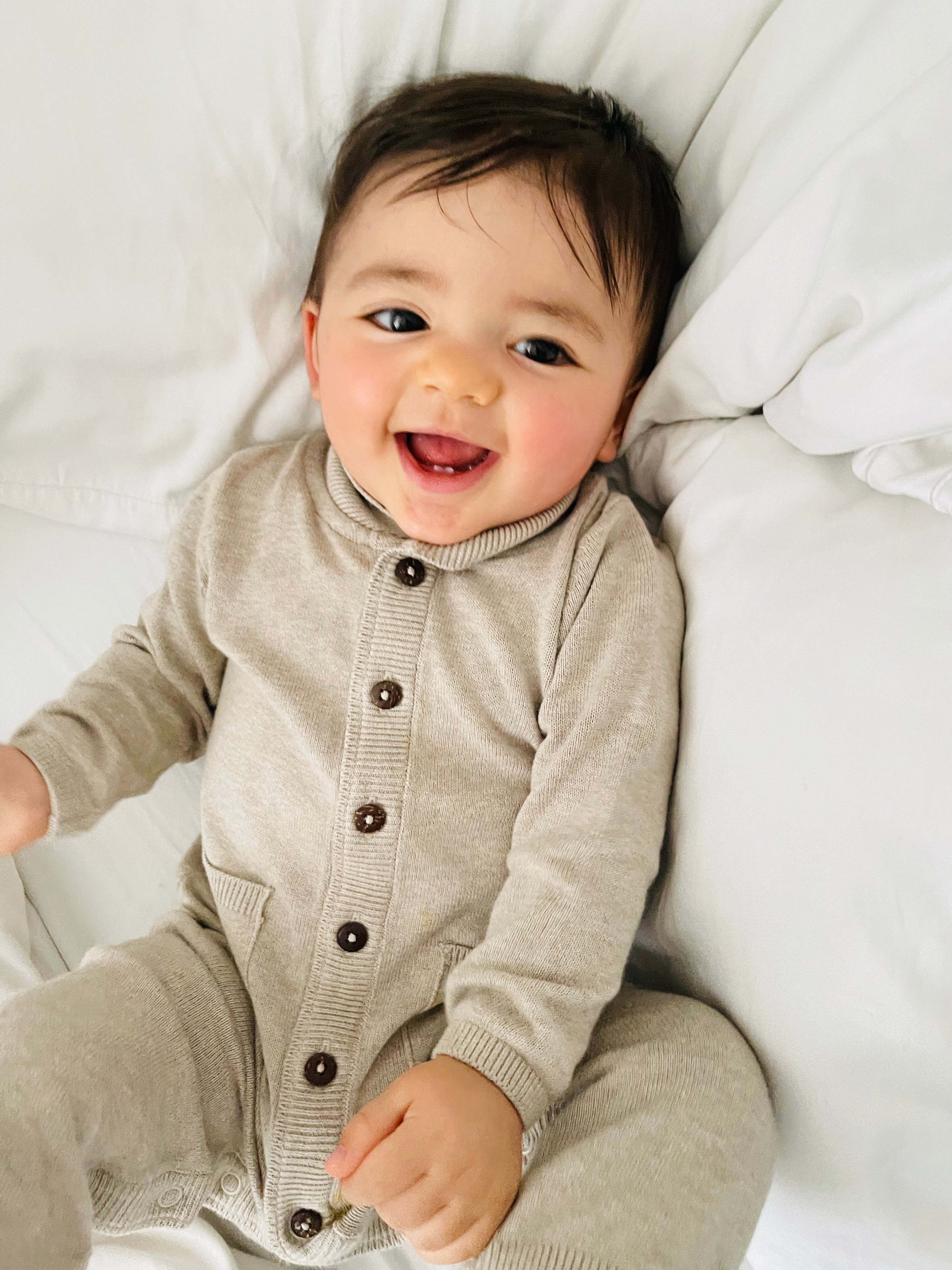 Beige Romper In Organic Cotton