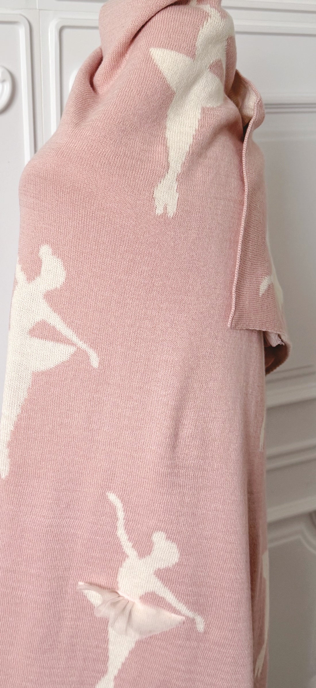 Ballerina Pink Organic Cotton Jacquard Knit Baby Blanket – 3D Tutu Detail, Reversible | Tuki Tuki Baby