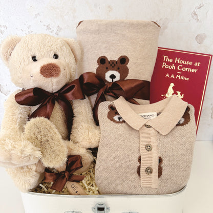 Baby Zac Organic Cotton Baby Boy Gift Box – Blanket, Romper, Storybook &amp; Hairbrush | Tuki Tuki Baby