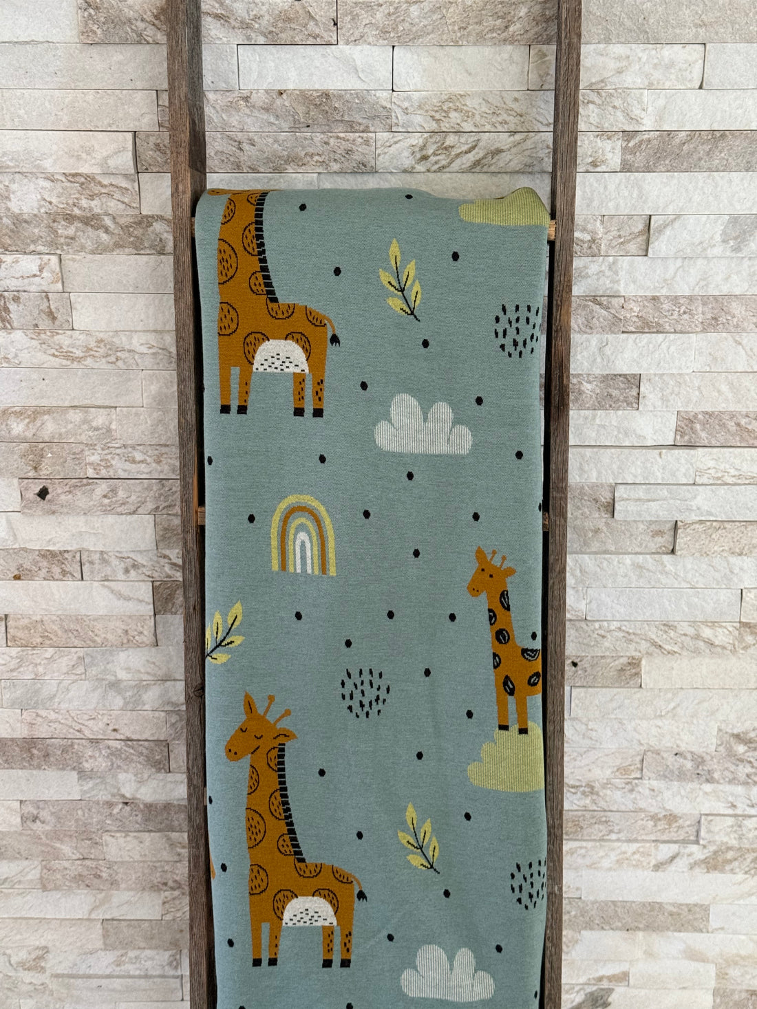 Giraffe Safari Organic Sherpa Jacquard Knit Baby Blanket