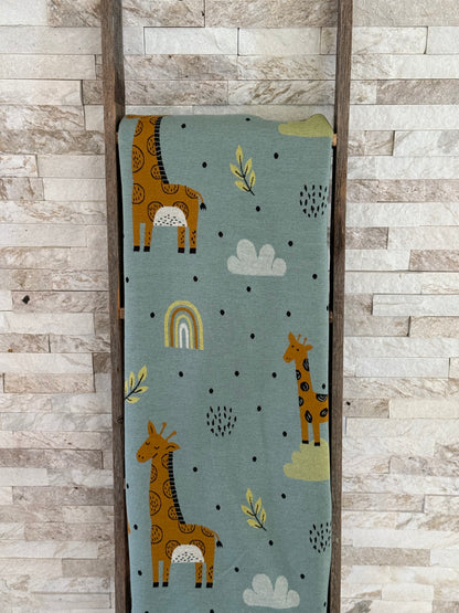 Giraffe Safari Organic Sherpa Jacquard Knit Baby Blanket