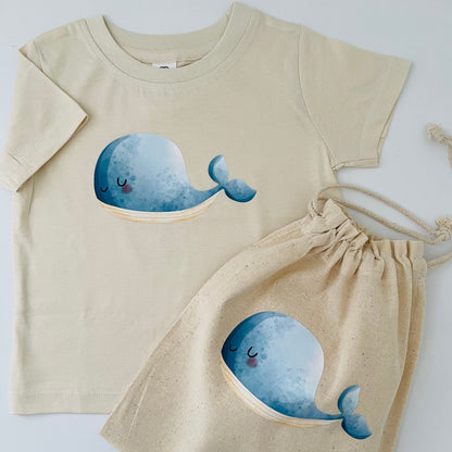 Short Sleeve T-Shirt With Whale Design In Organic Cotton