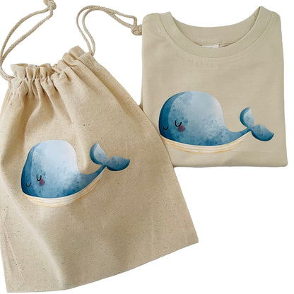 Short Sleeve T-Shirt With Whale Design In Organic Cotton