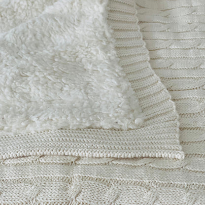 Cozy Sherpa Cable Knit Baby Blanket (Organic Cotton)