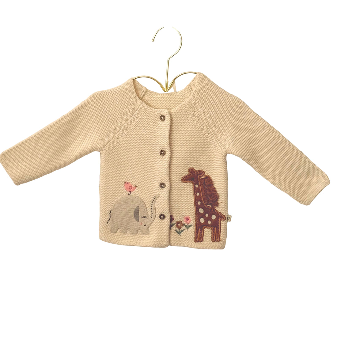 Cardigan With Animal Appliques In organic Cotton