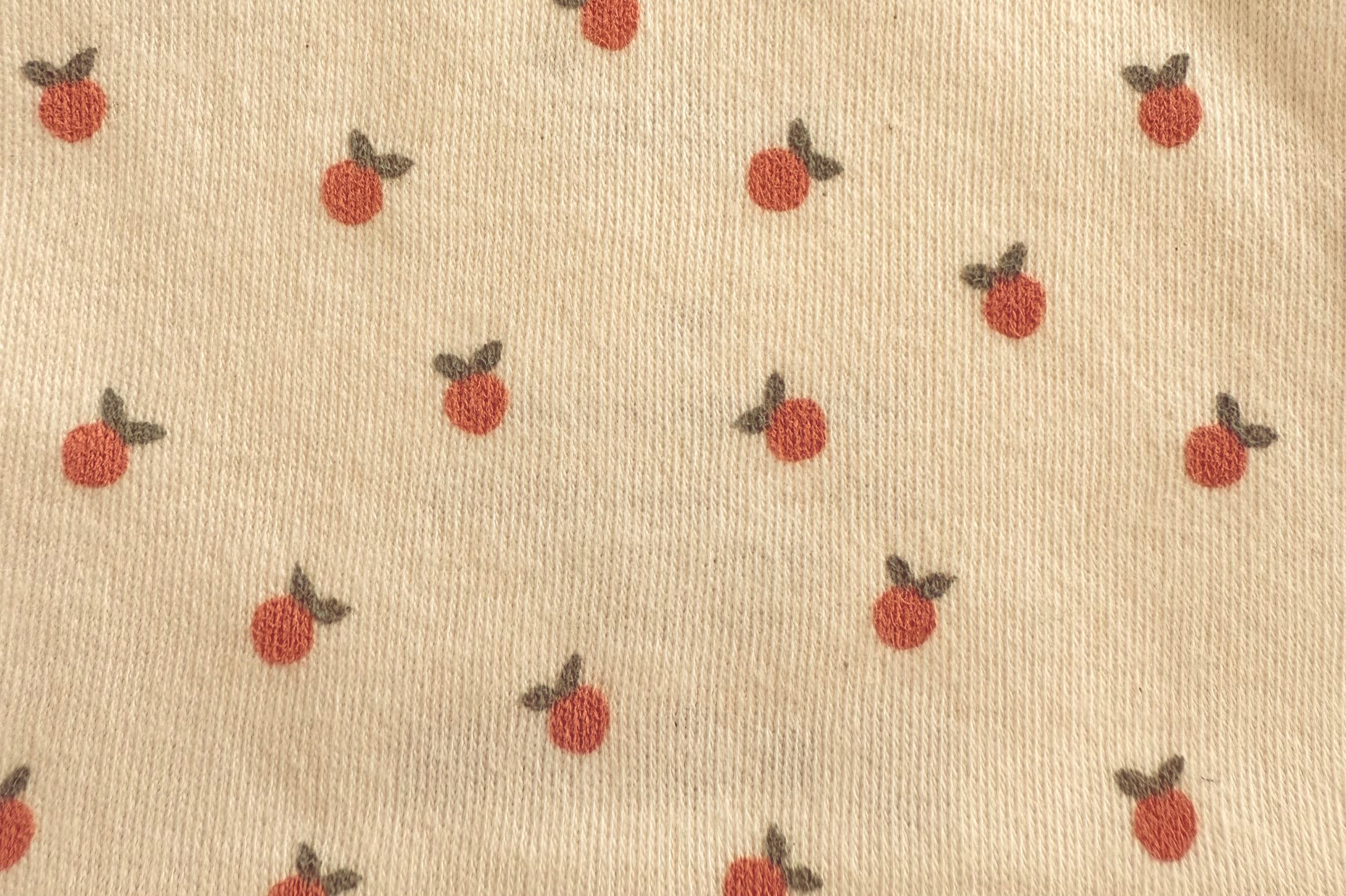 Peaches Print Kimono Style Onesie Set In Organic Cotton