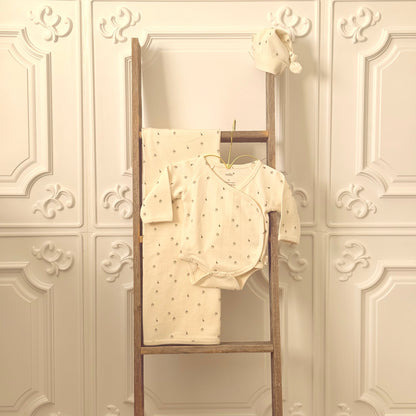 Sailboat Print Kimono Onesie Set In Organic Cotton