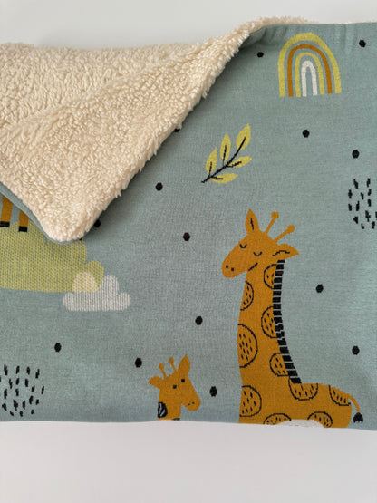 Giraffe Safari Organic Sherpa Jacquard Knit Baby Blanket