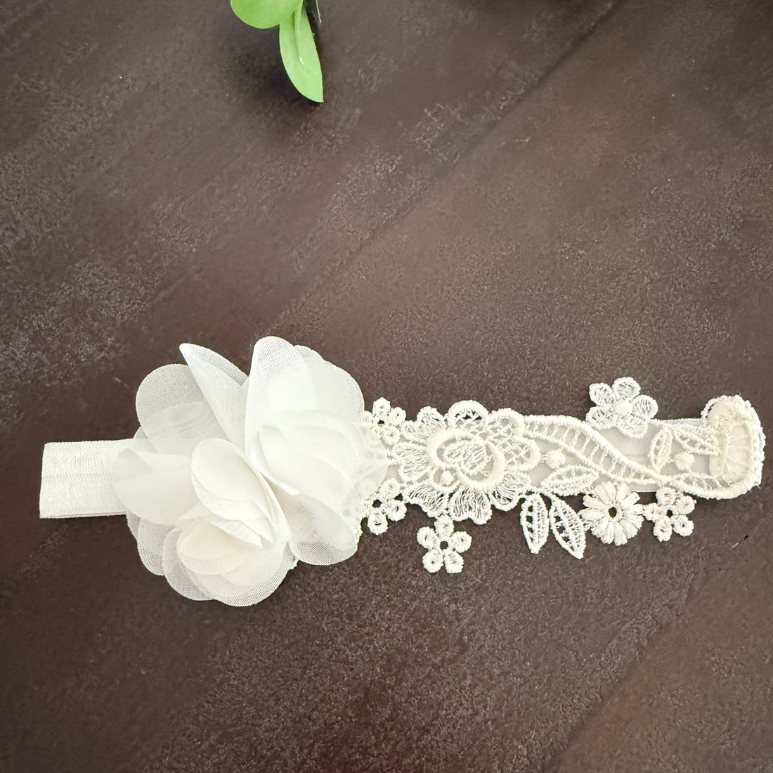 Ivory Headband with Lace and Silk Flower