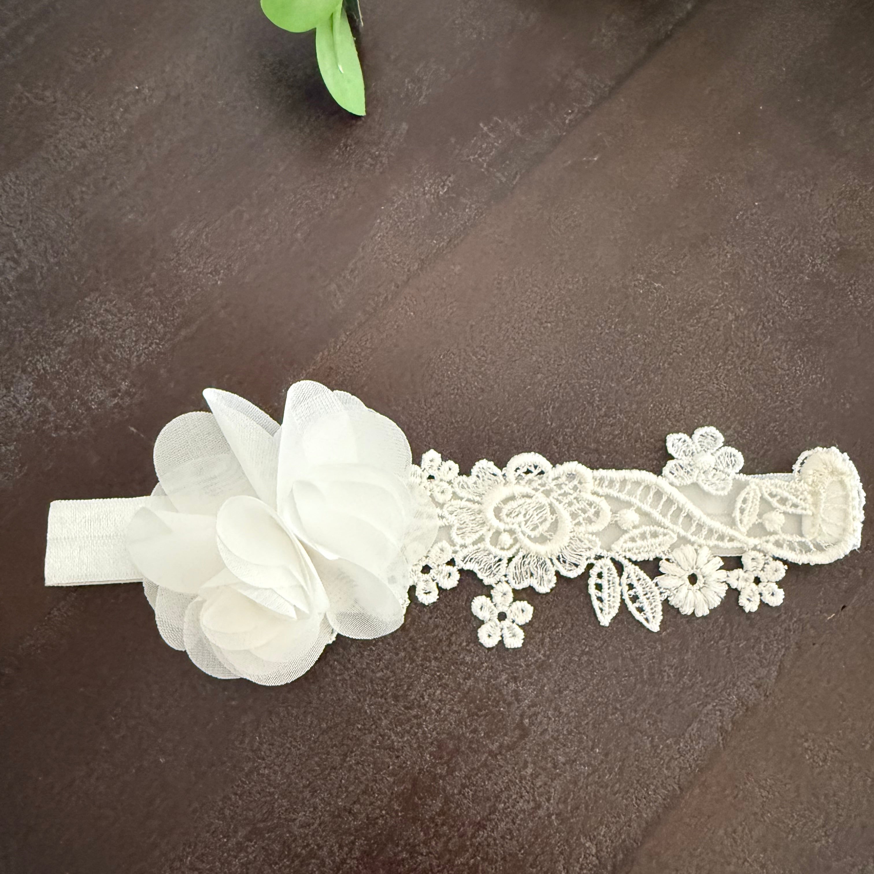 Ivory Headband with Lace and Silk Flower