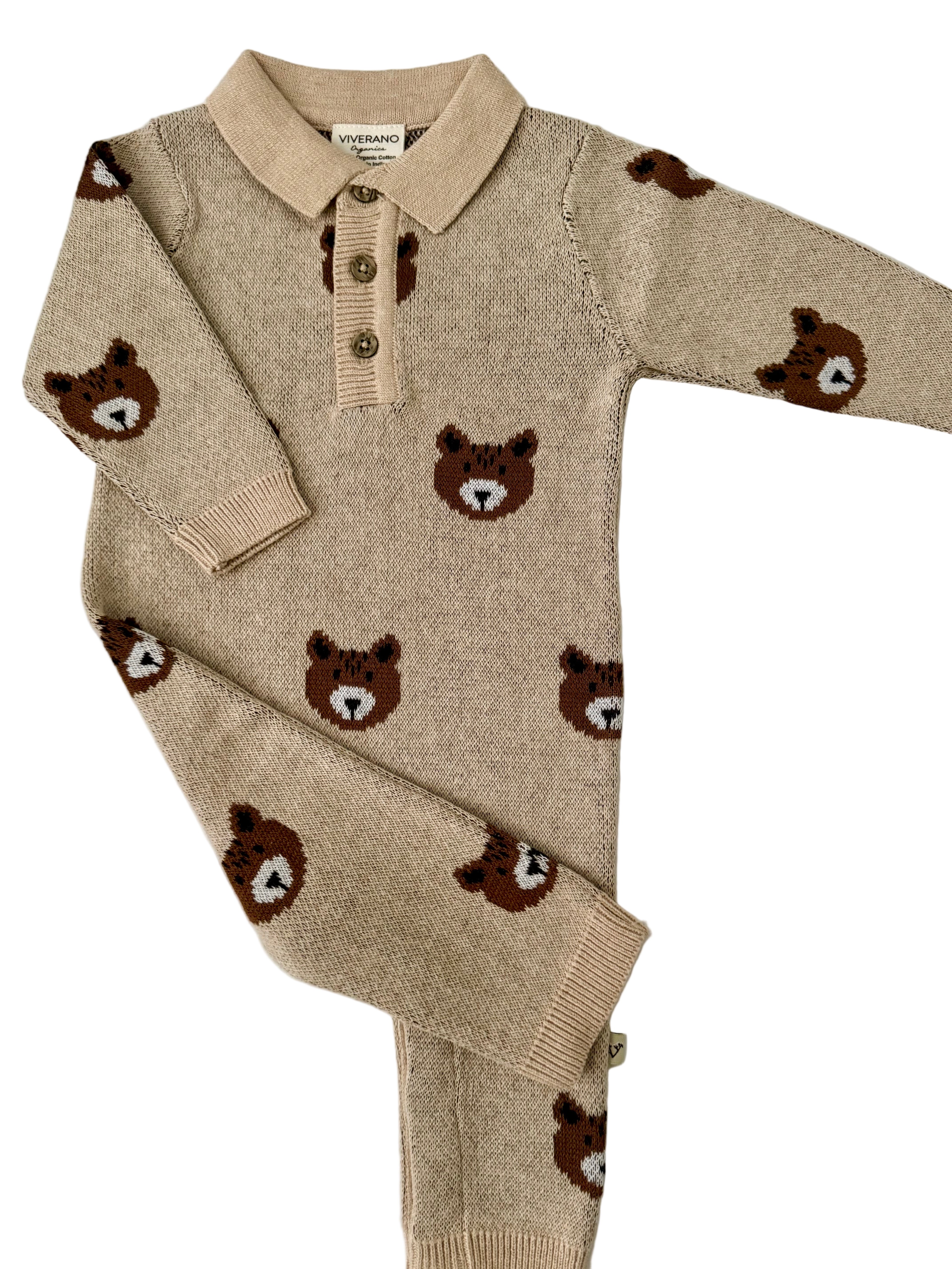 Baby Romper with Bear Design in Organic Cotton