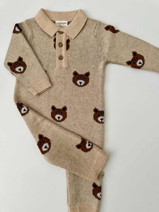 Baby Romper with Bear Design in Organic Cotton