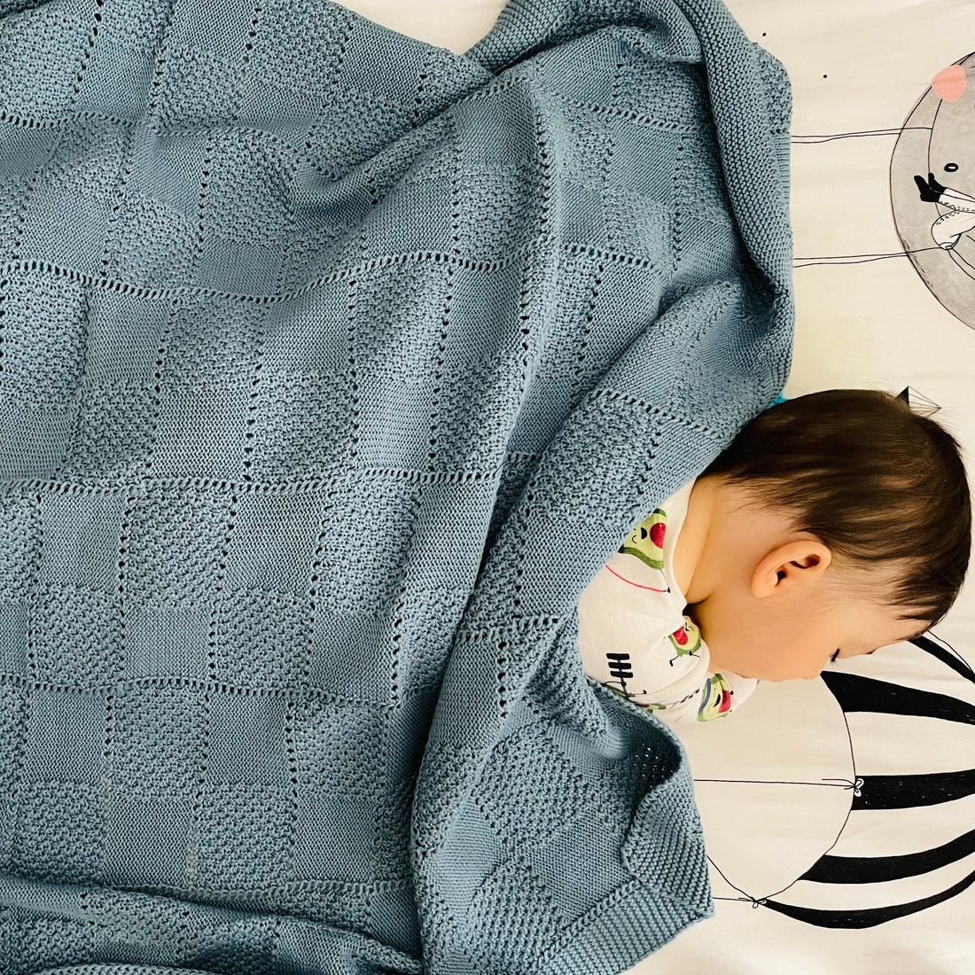 Blue Organic Cotton Baby Blanket – Soft, Gentle &amp; Perfect for Any Nursery | Tuki Tuki Baby