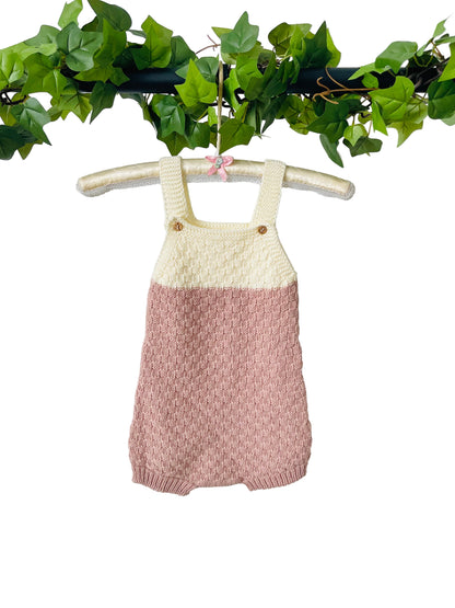 Pink Romper &amp; Cardigan Set In Organic Cotton