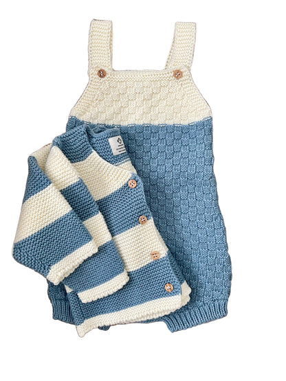 Pink Romper &amp; Cardigan Set In Organic Cotton