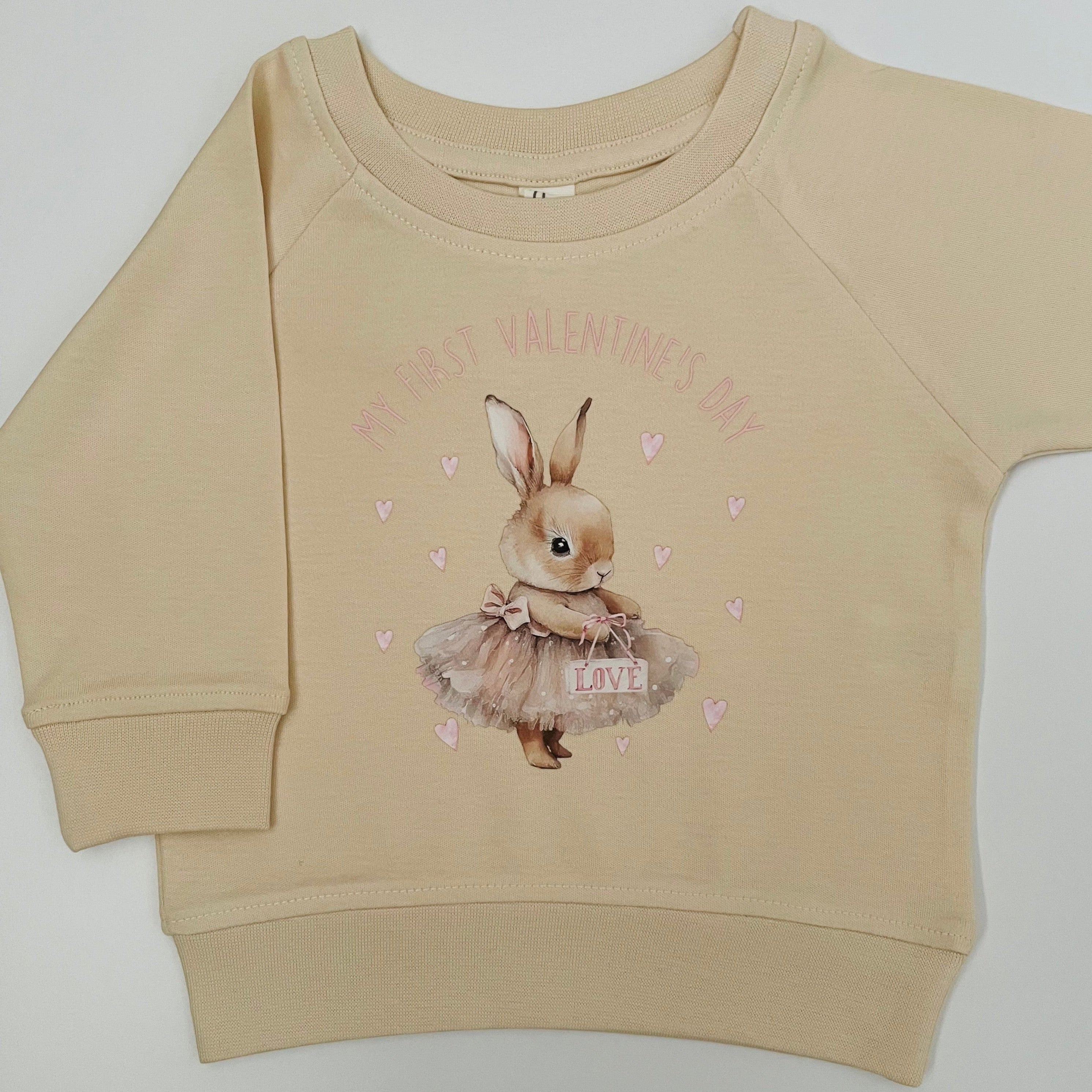 Ivory Sweatshirt With Bunny Design In Organic Cotton