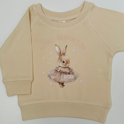 Ivory Sweatshirt With Bunny Design In Organic Cotton