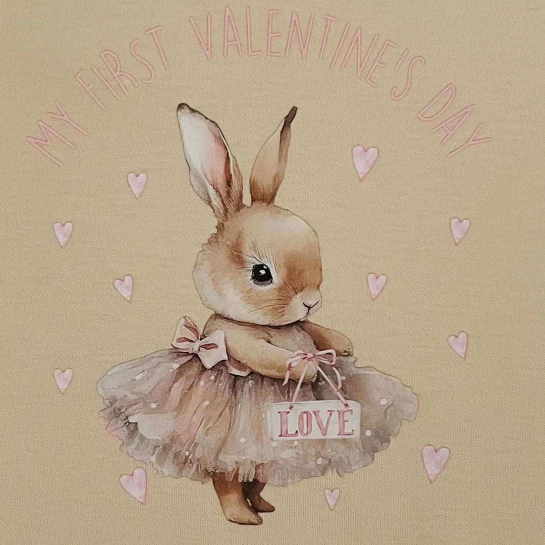 Ivory Sweatshirt With Bunny Design In Organic Cotton