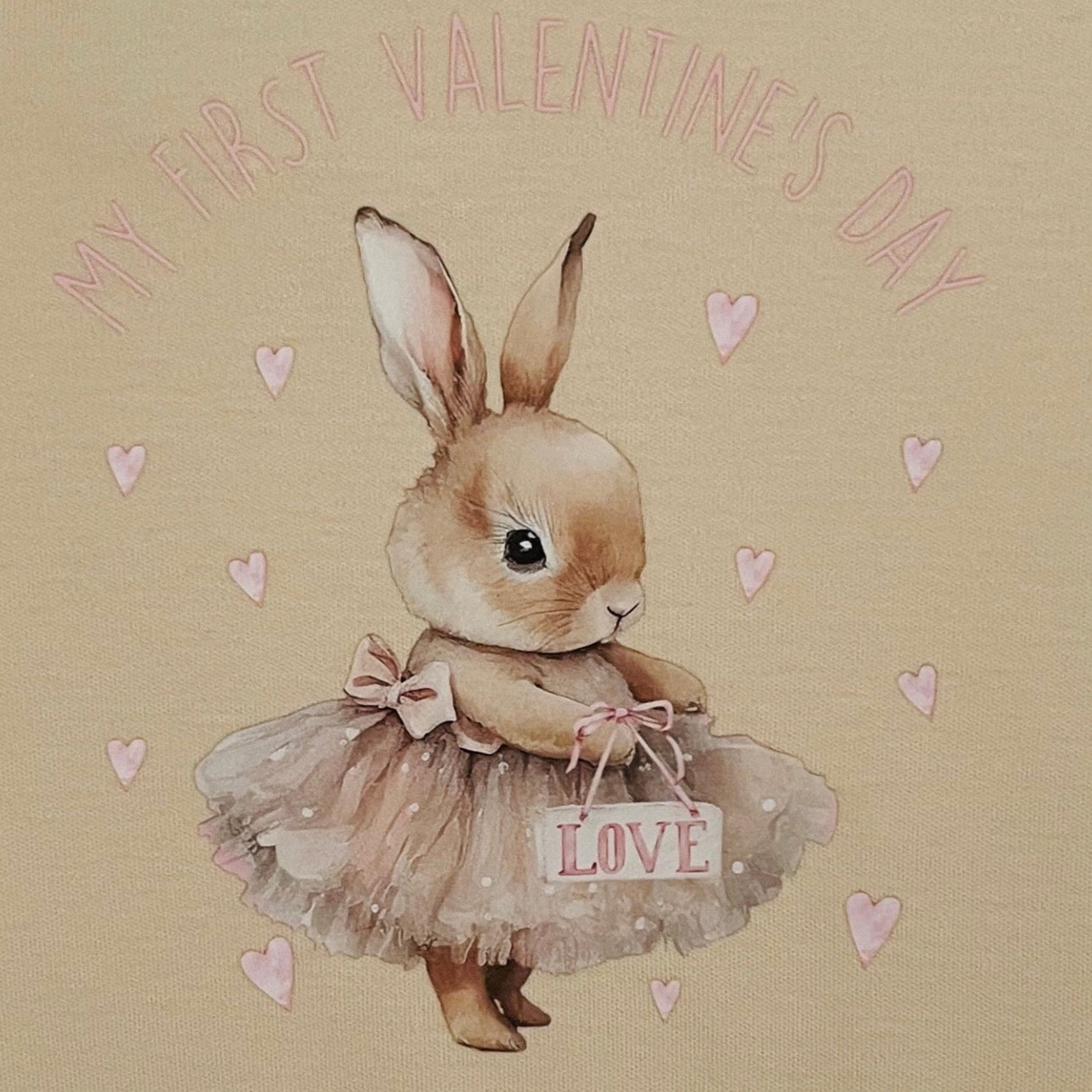 Ivory Sweatshirt With Bunny Design In Organic Cotton