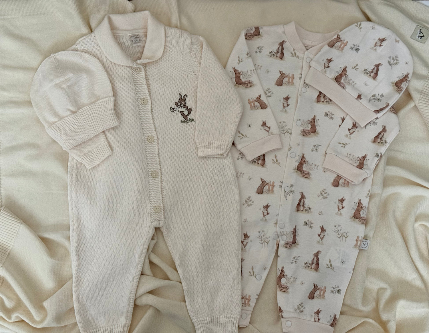 Baby Rabbit &amp; Hat Set in Organic Cotton 4 Piece Set