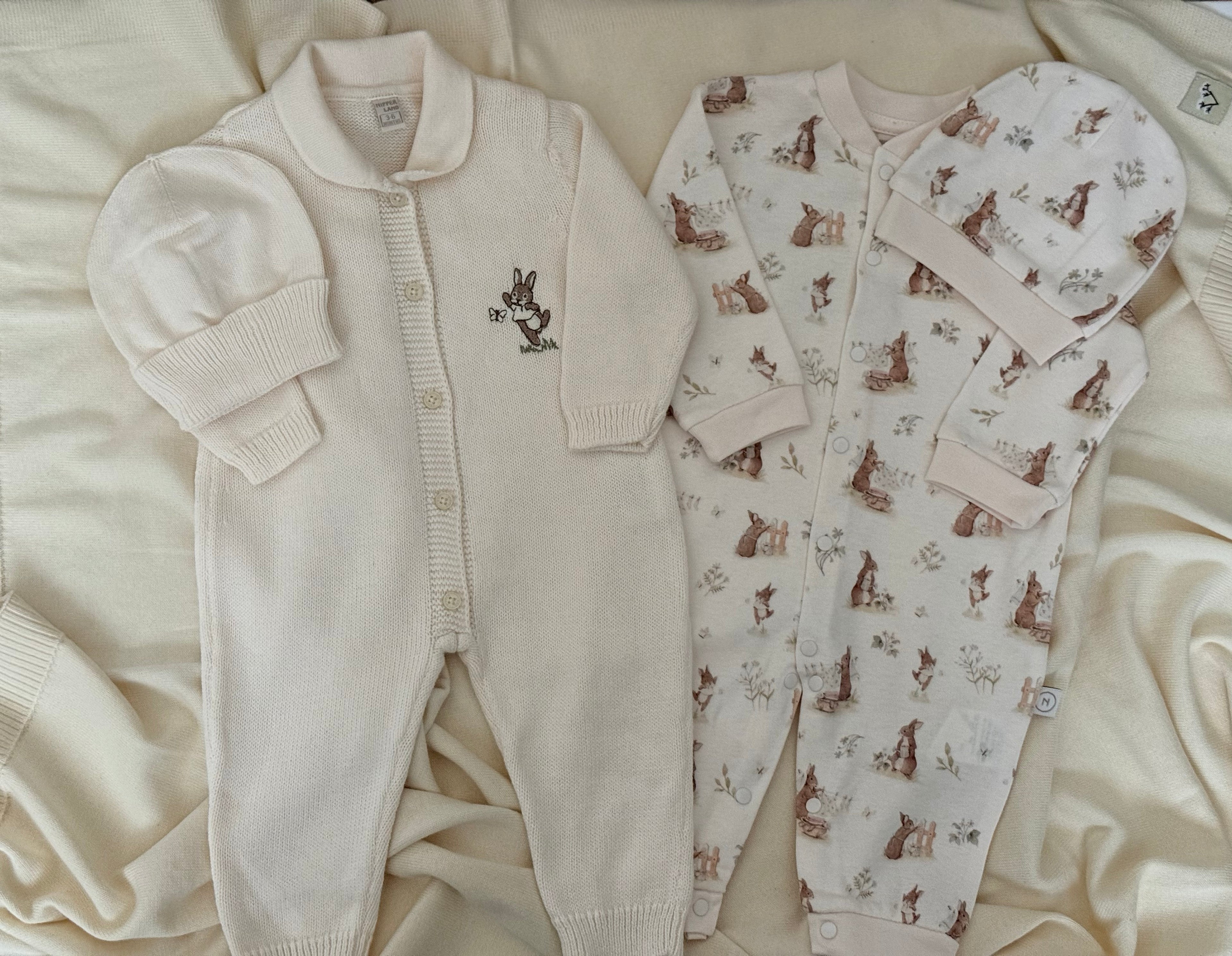 Baby Rabbit &amp; Hat Set in Organic Cotton 4 Piece Set