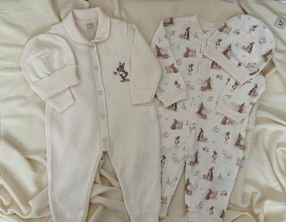 Baby Rabbit &amp; Hat Set in Organic Cotton 4 Piece Set