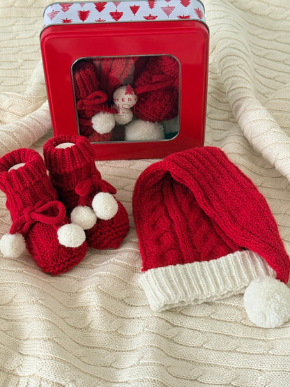Christmas Baby Hat &amp; Booties Set