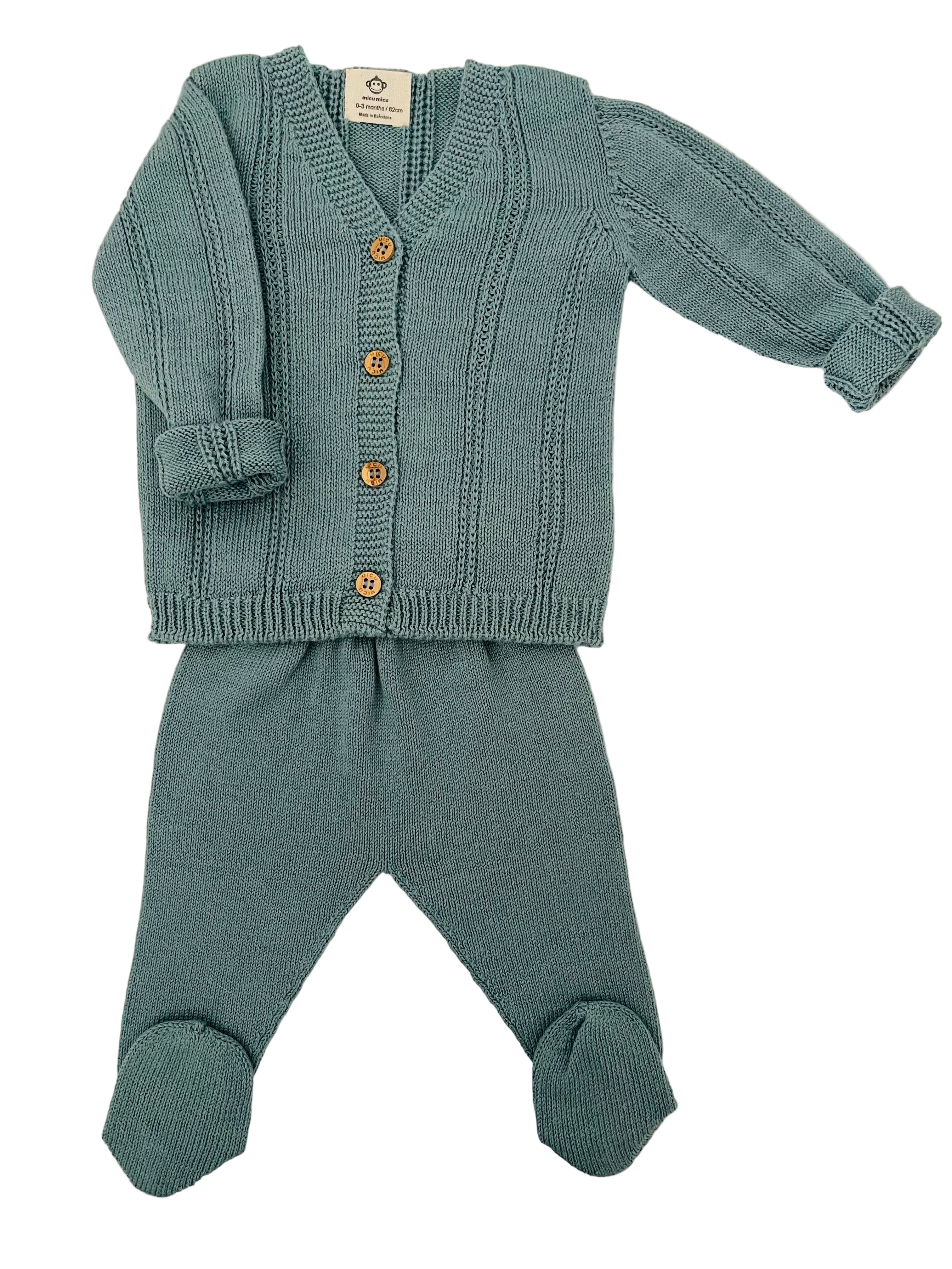 Indigo Blue Footed Pant &amp; Jacket Set In Organic Cotton