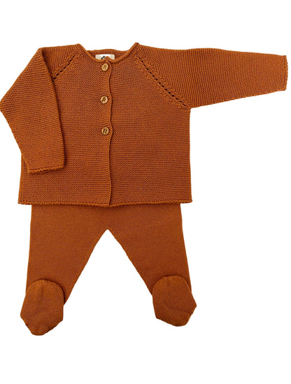 Rust Color Pant  &amp; Jacket Set In Organic Cotton