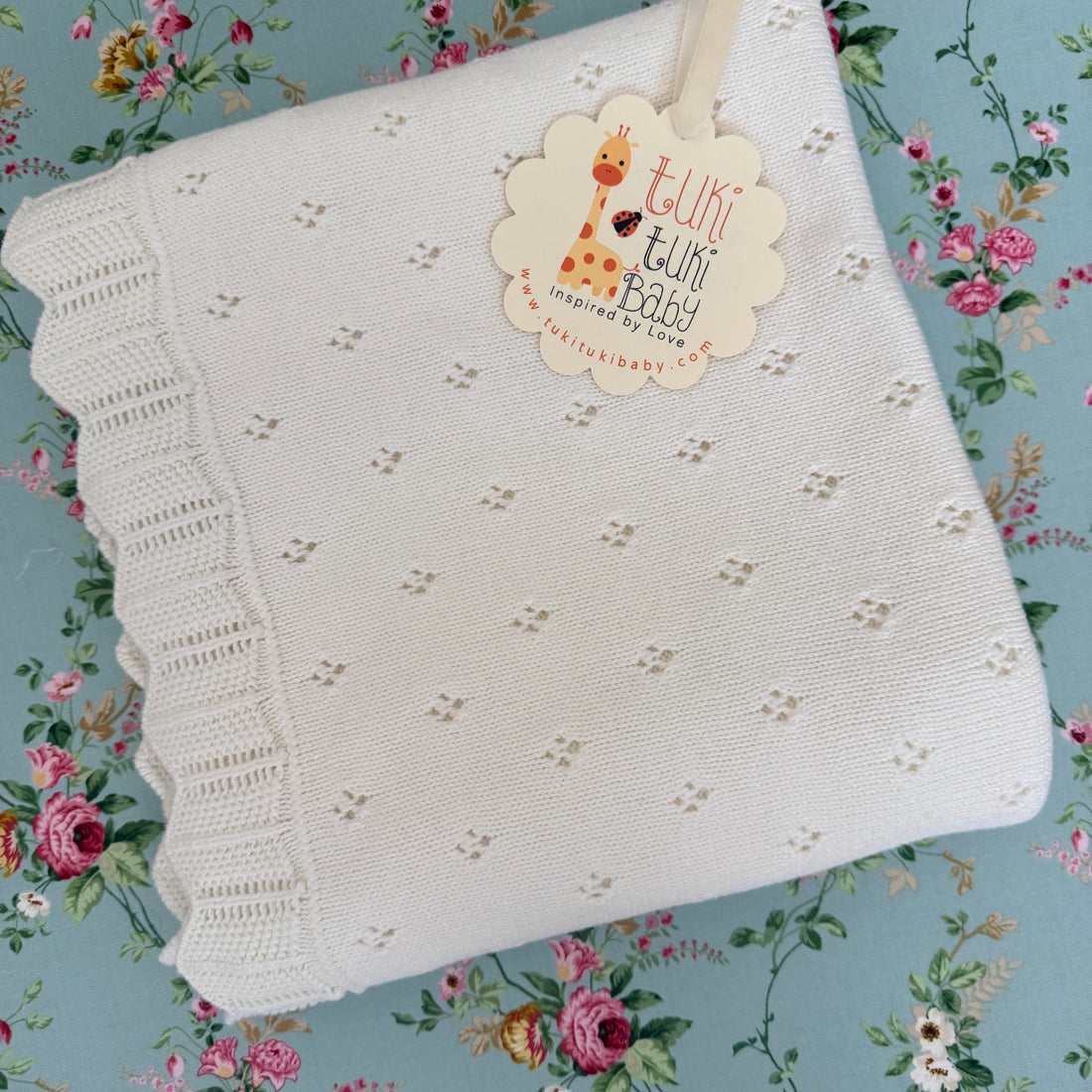 Ivory Organic Cotton Sweater Knit Pointelle Baby Blanket – Oversized &amp; Ultra-Soft | Tuki Tuki Baby
