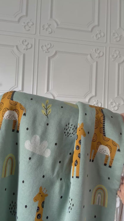 Giraffe Safari Organic Sherpa Jacquard Knit Baby Blanket