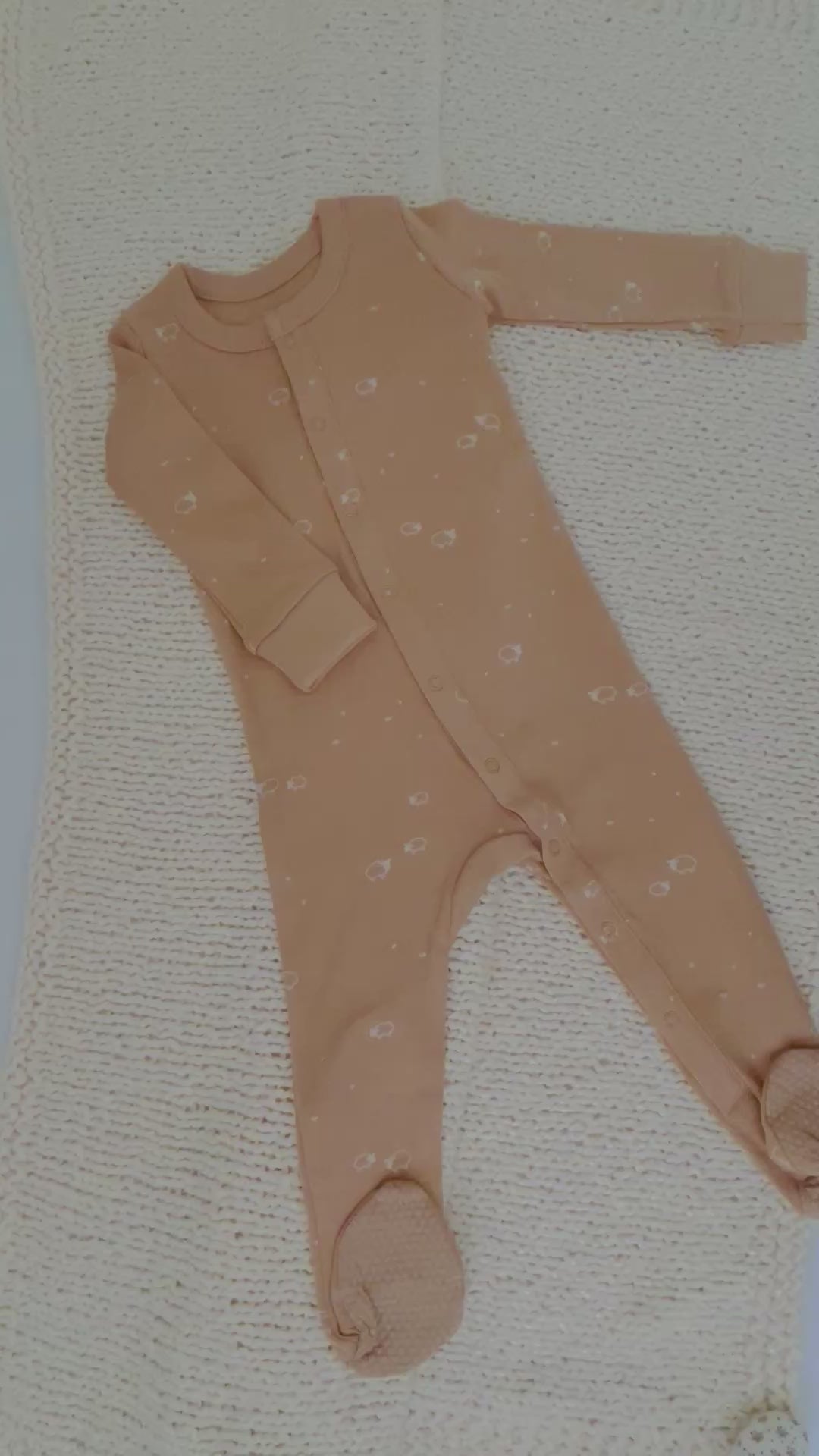 Tan Lamb Print Organic Cotton Footie – Baby Girl &amp; Baby Boy | Tuki Tuki Baby