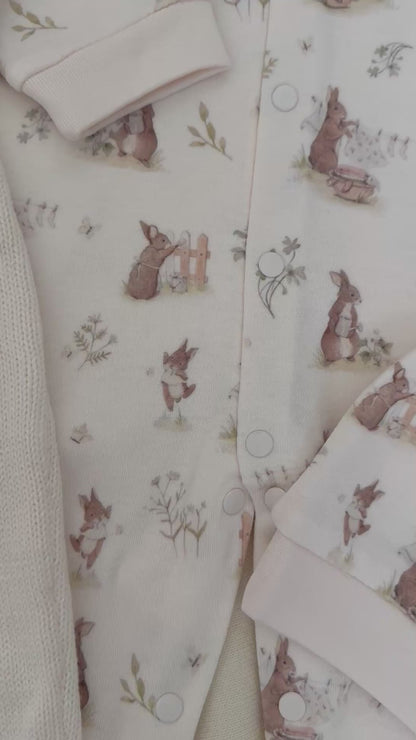 Baby Rabbit &amp; Hat Set in Organic Cotton 4 Piece Set