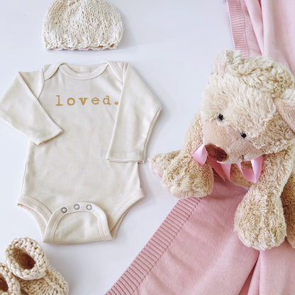 Loved Baby Girl Gift Box – Organic Cotton Blanket, Onesie, Booties, Beanie &amp; Bear Toy | Tuki Tuki Baby