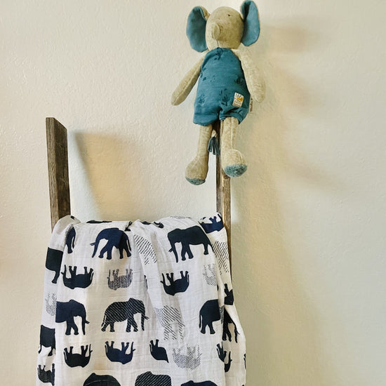 Blue Elephant Blanket Swaddle