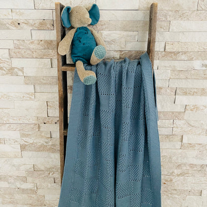 Blue Organic Cotton Baby Blanket – Soft, Gentle &amp; Perfect for Any Nursery | Tuki Tuki Baby