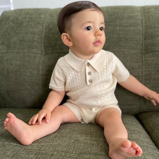 Milan Collar & Cable Knit Baby Boy Bodysuit (Organic)