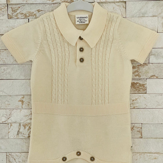 Milan Collar & Cable Knit Baby Boy Bodysuit (Organic)
