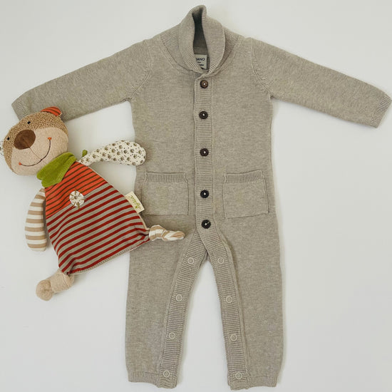 Milan Earthy Shawl Sweater Knit Baby Jumpsuit Organic Cotton