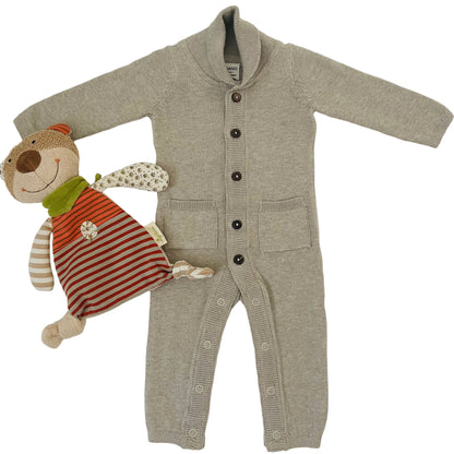 Beige Romper In Organic Cotton