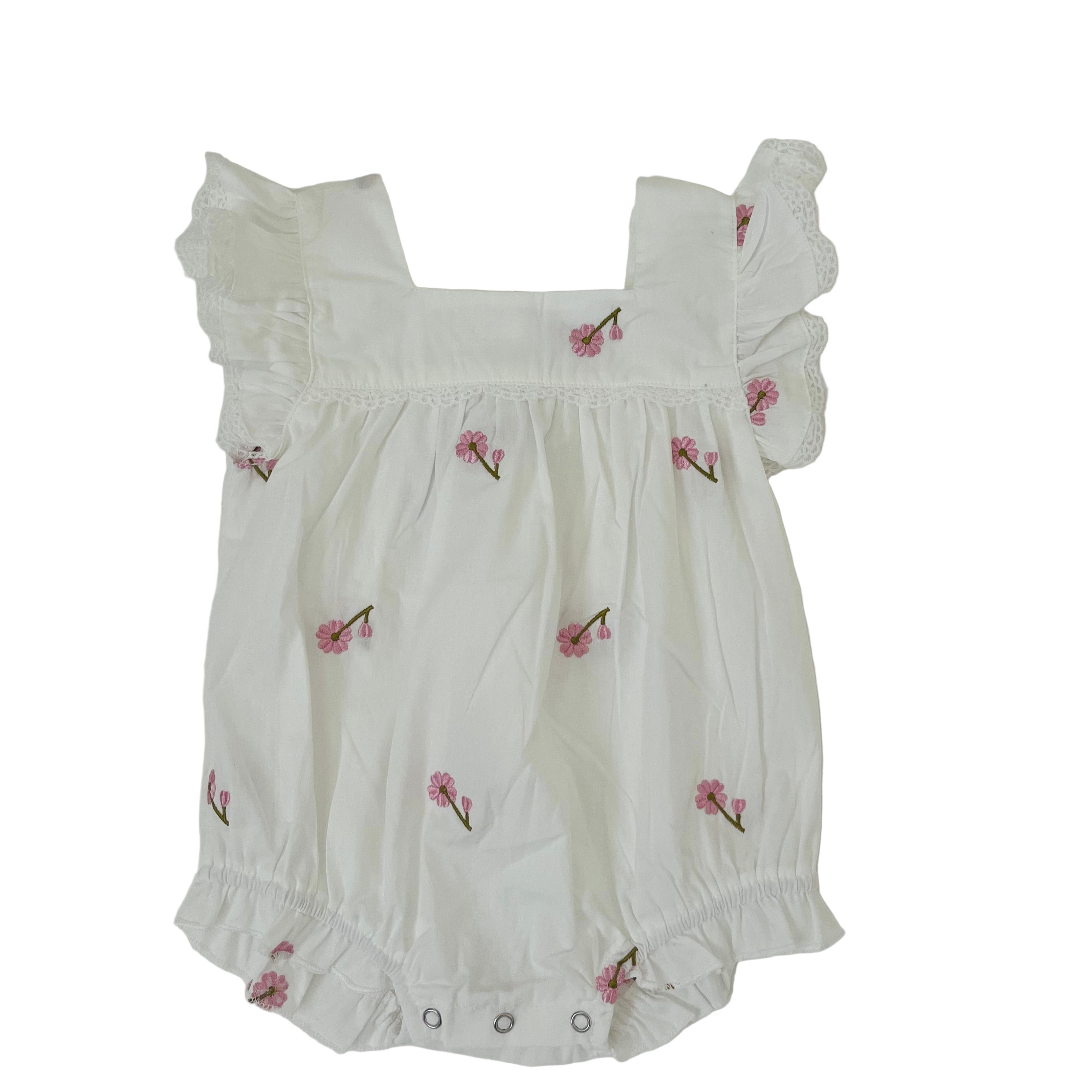 Embroidered Rose Bubble In Organic Cotton