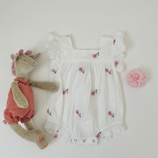 Organic Cotton Rose Bloomer Onesie